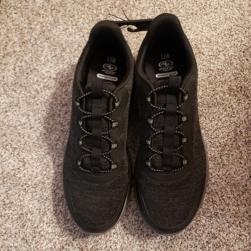 Men's Memory Foam Athletic Works Slip On Sneaker 13 W WIDE